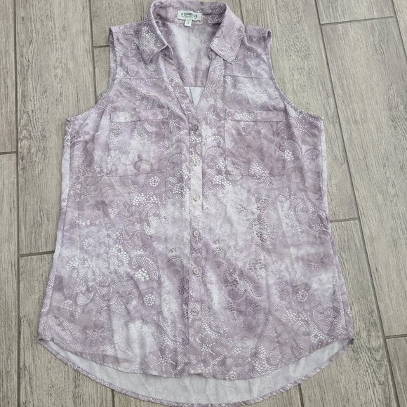 Express The Portofino Sleeveless Button-Up Blouse Women's Size M - Picture 5 of 12